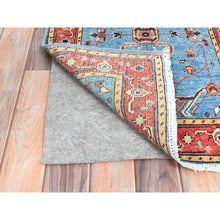 Load image into Gallery viewer, 2&#39;1&quot;x2&#39;10&quot; Steel Blue, Afghan Peshawar with Serapi Heriz Design, Natural Dyes, Soft Wool, Hand Knotted, Mat Oriental Rug FWR510066