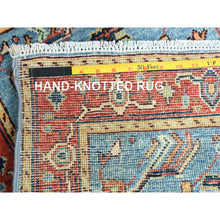Load image into Gallery viewer, 2&#39;1&quot;x2&#39;10&quot; Steel Blue, Afghan Peshawar with Serapi Heriz Design, Natural Dyes, Soft Wool, Hand Knotted, Mat Oriental Rug FWR510066