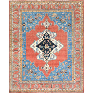 12'x14'7" Imperial Red, Afghan Peshawar with Heriz Design, Natural Dyes, Dense Weave, Extra Soft Wool, Hand Knotted, Oversized Oriental Rug FWR510144