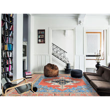 Load image into Gallery viewer, 12&#39;x14&#39;7&quot; Imperial Red, Afghan Peshawar with Heriz Design, Natural Dyes, Dense Weave, Extra Soft Wool, Hand Knotted, Oversized Oriental Rug FWR510144