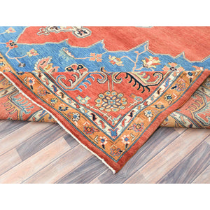 12'x14'7" Imperial Red, Afghan Peshawar with Heriz Design, Natural Dyes, Dense Weave, Extra Soft Wool, Hand Knotted, Oversized Oriental Rug FWR510144