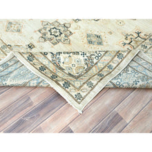 Load image into Gallery viewer, 9&#39;5&quot;x9&#39;8&quot; Cloud Gray, Afghan Super Kazak with Geometric Medallions Design, Natural Dyes, Dense Weave, Pure Wool, Hand Knotted, square, Oriental Rug,Sh85028
 FWR510168