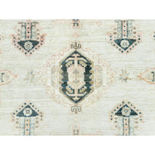 Load image into Gallery viewer, 9&#39;5&quot;x9&#39;8&quot; Cloud Gray, Afghan Super Kazak with Geometric Medallions Design, Natural Dyes, Dense Weave, Pure Wool, Hand Knotted, square, Oriental Rug,Sh85028
 FWR510168
