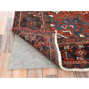 8'1"x10'9" Tomato Red, Worn Wool, Hand Knotted, Vintage Persian Heriz, Sides and Ends Professionally Secured, cleaned, Oriental Rug FWR510312