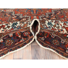 Load image into Gallery viewer, 8&#39;1&quot;x10&#39;9&quot; Tomato Red, Worn Wool, Hand Knotted, Vintage Persian Heriz, Sides and Ends Professionally Secured, cleaned, Oriental Rug FWR510312