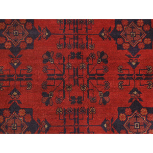10'x12'7" Ruby Red, Afghan Andkhoy with Tribal Design, Organic Wool, Hand Knotted Oriental Rug FWR510396