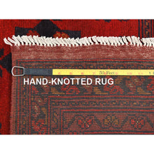 Load image into Gallery viewer, 10&#39;x12&#39;7&quot; Ruby Red, Afghan Andkhoy with Tribal Design, Organic Wool, Hand Knotted Oriental Rug FWR510396
