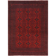 Load image into Gallery viewer, 8&#39;4&quot;x11&#39;3&quot; Cherry Red, Afghan Andkhoy with Village Design, 100% Wool, Hand Knotted Oriental Rug FWR510402