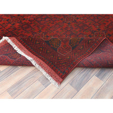 Load image into Gallery viewer, 8&#39;2&quot;x11&#39;1&quot; Lipstick Red, Afghan Andkhoy with Geometric Pattern, Natural Wool, Hand Knotted Oriental Rug FWR510462