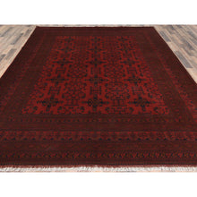 Load image into Gallery viewer, 8&#39;2&quot;x11&#39;2&quot; Crimson Red, Afghan Andkhoy with Village Design, 100% Wool, Hand Knotted Oriental Rug FWR510474