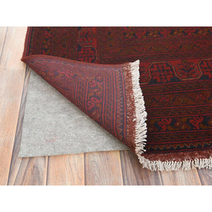 8'2"x11'2" Crimson Red, Afghan Andkhoy with Village Design, 100% Wool, Hand Knotted Oriental Rug FWR510474