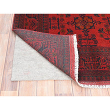 Load image into Gallery viewer, 3&#39;4&quot;x4&#39;10&quot; Candy Red, Afghan Andkhoy with Geometric Motif, Soft Wool, Hand Knotted Oriental Rug FWR510522