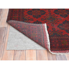 Load image into Gallery viewer, 3&#39;4&quot;x4&#39;8&quot; Lipstick Red, Afghan Andkhoy with Rosette Design, Soft Wool, Hand Knotted Oriental Rug FWR510594