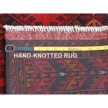 Load image into Gallery viewer, 4&#39;1&quot;x6&#39;3&quot; Candy Red, Afghan Andkhoy with Geometric Motif, Natural Wool, Hand Knotted Oriental Rug FWR510642