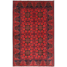 Load image into Gallery viewer, 4&#39;1&quot;x6&#39;3&quot; Candy Red, Afghan Andkhoy with Elephant Feet Design, Pure Wool, Hand Knotted Oriental Rug FWR510660