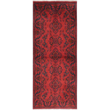 Load image into Gallery viewer, 2&#39;8&quot;x6&#39;5&quot; Imperial Red, Afghan Andkhoy with Geometric Patterns, Soft Wool, Hand Knotted, Runner Oriental Rug FWR510702