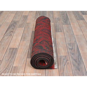 2'8"x6'5" Imperial Red, Afghan Andkhoy with Geometric Patterns, Soft Wool, Hand Knotted, Runner Oriental Rug FWR510702