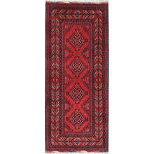 Load image into Gallery viewer, 2&#39;9&quot;x6&#39;4&quot; Imperial Red, Afghan Andkhoy with Geometric Patterns, Natural Wool, Hand Knotted, Runner Oriental Rug FWR510714