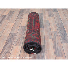 Load image into Gallery viewer, 2&#39;9&quot;x6&#39;4&quot; Imperial Red, Afghan Andkhoy with Geometric Patterns, Natural Wool, Hand Knotted, Runner Oriental Rug FWR510714