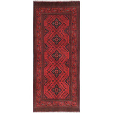 Load image into Gallery viewer, 2&#39;8&quot;x6&#39;5&quot; Imperial Red, Afghan Andkhoy with Geometric Patterns, Organic Wool, Hand Knotted, Runner Oriental Rug FWR510720