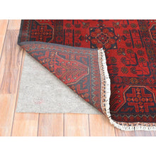 Load image into Gallery viewer, 2&#39;8&quot;x9&#39;7&quot; Imperial Red, Afghan Andkhoy with Geometric Patterns, Pure Wool, Hand Knotted, Runner Oriental Rug FWR510768