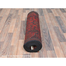 Load image into Gallery viewer, 2&#39;8&quot;x9&#39;7&quot; Imperial Red, Afghan Andkhoy with Geometric Patterns, Pure Wool, Hand Knotted, Runner Oriental Rug FWR510768