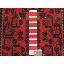 Load image into Gallery viewer, 2&#39;7&quot;x15&#39;6&quot; Imperial Red, Afghan Andkhoy with Geometric Patterns, Pure Wool, Hand Knotted, XL Runner Oriental Rug FWR510804