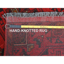 Load image into Gallery viewer, 2&#39;x3&#39;4&quot; Apple Red, Afghan Andkhoy with Geometric Pattern, 100% Wool Hand Knotted, Mat Oriental Rug FWR510870