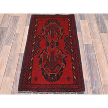 Load image into Gallery viewer, 1&#39;9&quot;x3&#39;3&quot; Lipstick Red, Afghan Andkhoy with Geometric Pattern, Pure Wool Hand Knotted, Mat Oriental Rug FWR510876