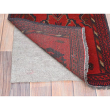 Load image into Gallery viewer, 1&#39;9&quot;x3&#39;3&quot; Lipstick Red, Afghan Andkhoy with Geometric Pattern, Pure Wool Hand Knotted, Mat Oriental Rug FWR510876