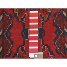 Load image into Gallery viewer, 1&#39;9&quot;x3&#39;3&quot; Lipstick Red, Afghan Andkhoy with Geometric Pattern, Pure Wool Hand Knotted, Mat Oriental Rug FWR510876
