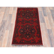 Load image into Gallery viewer, 1&#39;8&quot;x3&#39;5&quot; Crimson Red, Afghan Andkhoy with Geometric Pattern, Soft Wool Hand Knotted, Oriental Rug FWR510918