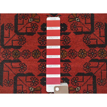 Load image into Gallery viewer, 1&#39;8&quot;x4&#39;9&quot; Rose Red, Afghan Andkhoy with Geometric Pattern, Extra Soft Wool Hand Knotted, Oriental Rug FWR510960