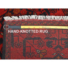 Load image into Gallery viewer, 1&#39;8&quot;x4&#39;9&quot; Rose Red, Afghan Andkhoy with Geometric Pattern, Extra Soft Wool Hand Knotted, Oriental Rug FWR510960