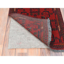Load image into Gallery viewer, 1&#39;8&quot;x5&#39; Cherry Red, Afghan Andkhoy with Geometric Pattern, Pure Wool Hand Knotted, Oriental Rug FWR510984