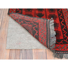Load image into Gallery viewer, 1&#39;9&quot;x3&#39;4&quot; Imperial Red, Afghan Andkhoy with Geometric Pattern, 100% Wool Hand Knotted, Oriental Rug FWR511014