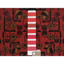 Load image into Gallery viewer, 1&#39;9&quot;x3&#39;4&quot; Apple Red, Afghan Andkhoy with Geometric Pattern, 100% Wool Hand Knotted, Mat, Oriental Rug FWR511050