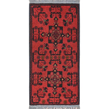 Load image into Gallery viewer, 1&#39;8&quot;x3&#39;4&quot; Madder Red, Afghan Andkhoy with Tribal Design, 100% Wool Hand Knotted, Oriental Rug FWR511086