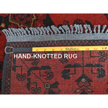 Load image into Gallery viewer, 1&#39;8&quot;x3&#39;4&quot; Madder Red, Afghan Andkhoy with Tribal Design, 100% Wool Hand Knotted, Oriental Rug FWR511086