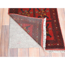 Load image into Gallery viewer, 1&#39;8&quot;x3&#39;3&quot; Crimson Red, Afghan Andkhoy with Geometric Pattern, Soft Wool Hand Knotted, Oriental Rug FWR511098