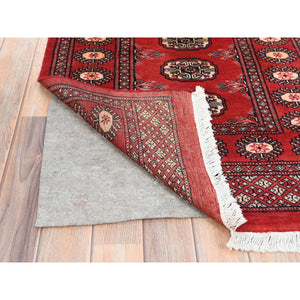 2'7"x15'5" Crimson Red, Princess Bokara with Tribal Medallions, Natural Dyes, Soft Wool, Hand Knotted, XL Runner, Oriental Rug FWR511206