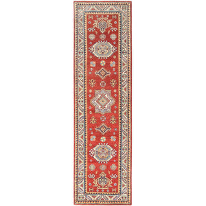 2'8"x9'5" Imperial Red, Special Kazak with Large Medallion, Natural Dyes, 100% Wool, Hand Knotted, Runner Oriental Rug FWR511230