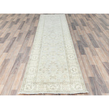 Load image into Gallery viewer, 2&#39;8&quot;x9&#39;9&quot; White Dove, Afghan Stone Washed Peshawar, Natural Wool, Hand Knotted, Runner Oriental Rug FWR511290