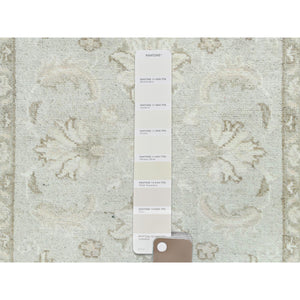 2'8"x9'9" White Dove, Afghan Stone Washed Peshawar, Natural Wool, Hand Knotted, Runner Oriental Rug FWR511290