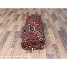 Load image into Gallery viewer, 6&#39;9&quot;x10&#39; Rust Red, Vintage Persian Heriz, Sides and Ends Professionally Secured, Cleaned, Distressed Look Worn Wool, Hand Knotted, Oriental Rug FWR511446