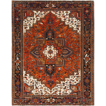 Load image into Gallery viewer, 7&#39;4&quot;x9&#39;4&quot; Burnt Orange, Hand Knotted Semi Antique Persian Heriz, Sides and Ends Professionally Secured, cleaned, Oriental Rug FWR511608