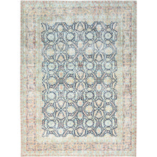 Load image into Gallery viewer, 11&#39;7&quot;x15&#39;9&quot; Yale Blue, Vintage Persian Kerman with All Over Flower and Branch Design, Pure Wool, Hand Knotted, Evenly Worn, Cleaned with Sides and Edges Professionally Secured, Oversized Oriental Rug FWR511632