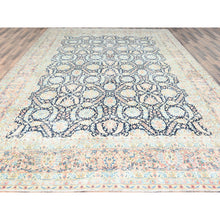 Load image into Gallery viewer, 11&#39;7&quot;x15&#39;9&quot; Yale Blue, Vintage Persian Kerman with All Over Flower and Branch Design, Pure Wool, Hand Knotted, Evenly Worn, Cleaned with Sides and Edges Professionally Secured, Oversized Oriental Rug FWR511632