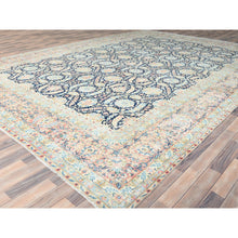 Load image into Gallery viewer, 11&#39;7&quot;x15&#39;9&quot; Yale Blue, Vintage Persian Kerman with All Over Flower and Branch Design, Pure Wool, Hand Knotted, Evenly Worn, Cleaned with Sides and Edges Professionally Secured, Oversized Oriental Rug FWR511632