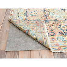 Load image into Gallery viewer, 11&#39;7&quot;x15&#39;9&quot; Yale Blue, Vintage Persian Kerman with All Over Flower and Branch Design, Pure Wool, Hand Knotted, Evenly Worn, Cleaned with Sides and Edges Professionally Secured, Oversized Oriental Rug FWR511632
